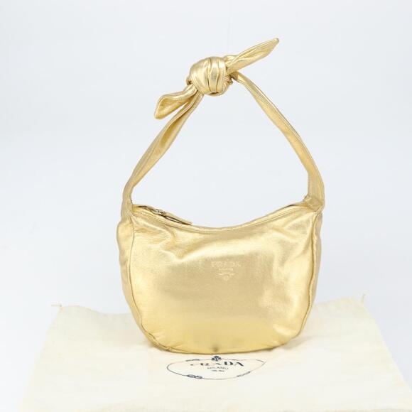 PRADA Shoulder Bag Leather Gold Auth 156454V - Picture 12 of 16